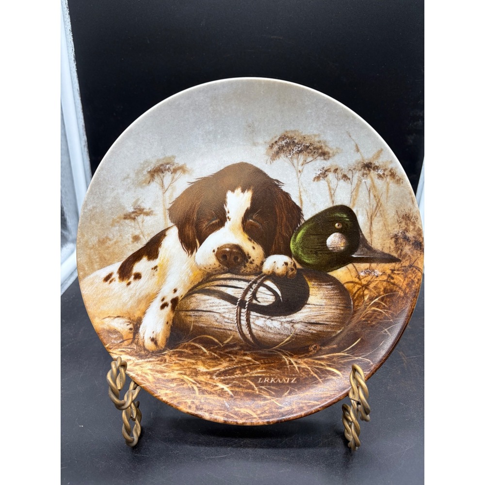 Edwin M Knowles 1987‎ Dog Tired Springer Spaniel Collector Plate Lynn Kaatz UKC